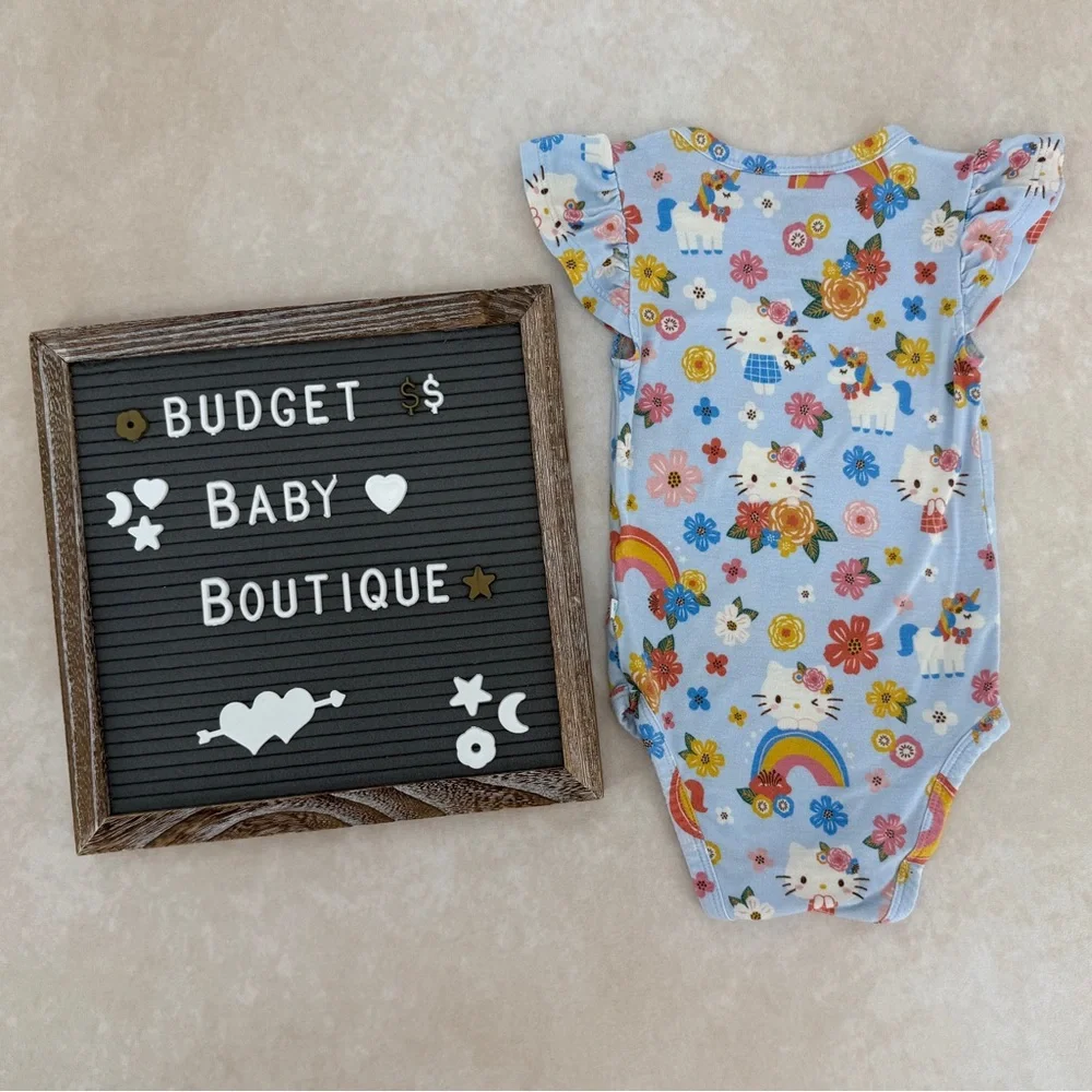 Posh Peanut Hello Kitty Blue Floral Rainbow Bodysuit